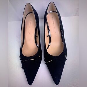 Zara Trafaluc Suede Black Pointed Toe Womens Heels Shoes size 39